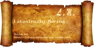 Latosinszky Marina névjegykártya